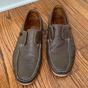 JOHN VARVATOS Star USA - Men's Schooner Laceless Boat Shoes, brown leather - 13